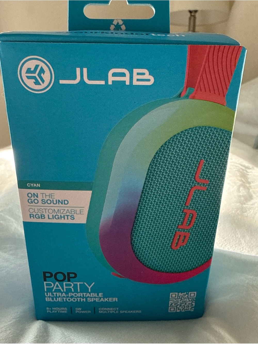 JLab Pop Party Portable Bluetooth Speaker - Cyan